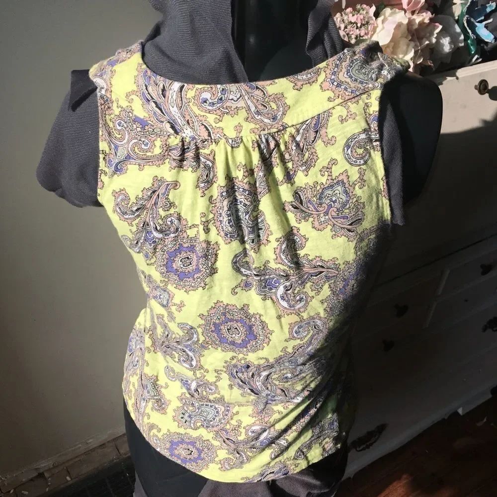 Akemi + kin sleeveless yellow ruffle boho floral cottagecore top - Picture 3 of 4